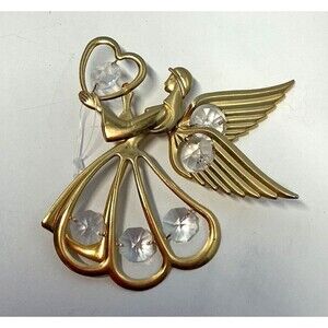 Mascot Angel Sun Catcher Australian Crystal 24k Gold Plated  4" Heart